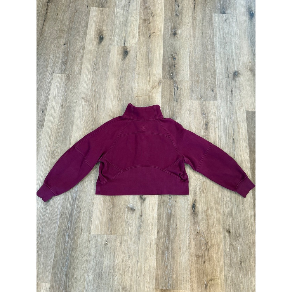 Lululemon Scuba Oversized Half-Zip Hoodie Raspberry Rare Cropped Pullover M/L - Picture 7 of 8